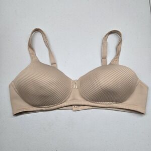 Vanity Fair Women Bra 38B Beige Striped T Shirt Wireless Bow Convertible